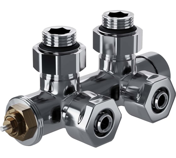 Узел нижнего подключения термостатический угловой Royal Thermo Design Pro 15 мм, М30x1.5, хром НС-1646652