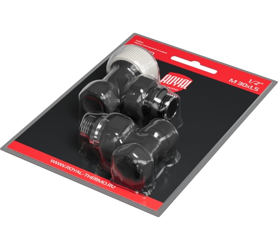 Набор термостатический угловой Royal Thermo Design 1/2М30x1.5, черный НС-1640381