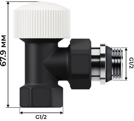 Набор термостатический угловой Royal Thermo Design 1/2М30x1.5, черный НС-1640381