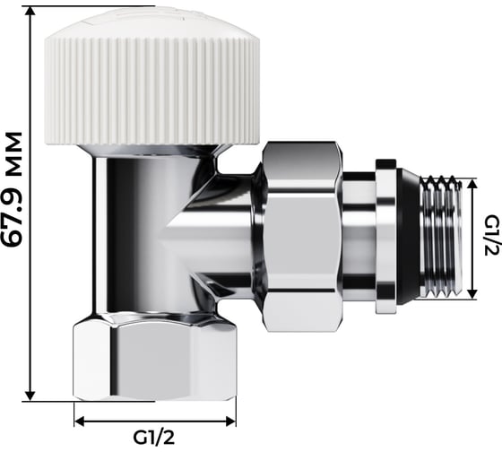 Набор термостатический угловой Royal Thermo Design 1/2М30x1.5, хром НС-1640380
