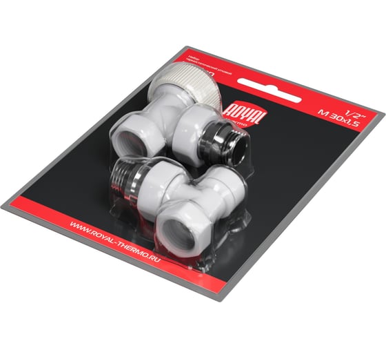 Набор термостатический угловой Royal Thermo Design 1/2М30x1.5, белый НС-1640379