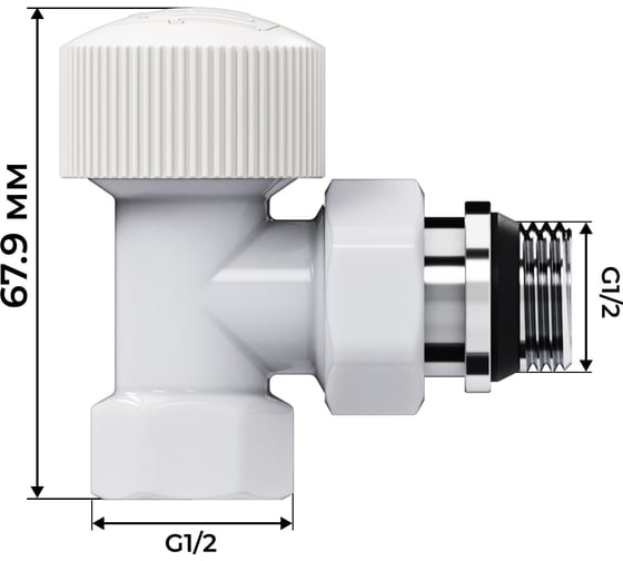 Набор термостатический угловой Royal Thermo Design 1/2М30x1.5, белый НС-1640379