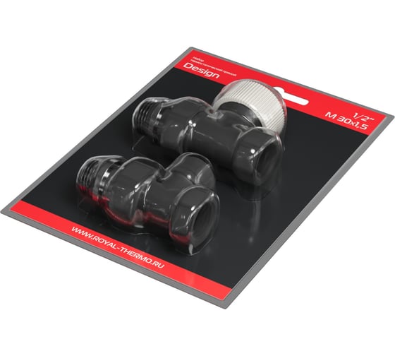 Набор термостатический прямой Royal Thermo Design 1/2М30x1.5, черный НС-1640378