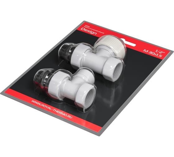Набор термостатический прямой Royal Thermo Design 1/2М30x1.5, белый НС-1640376