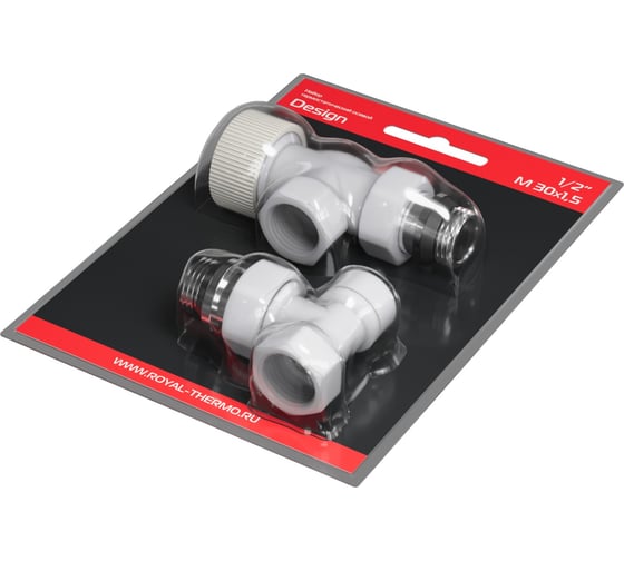 Набор термостатический осевой Royal Thermo Design 1/2М30x1.5, белый НС-1640373