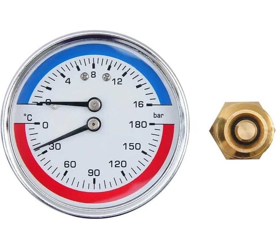 Термоманометр аксиальный SMT 1/2", 16 бар, 180 C D63Н04-16/180