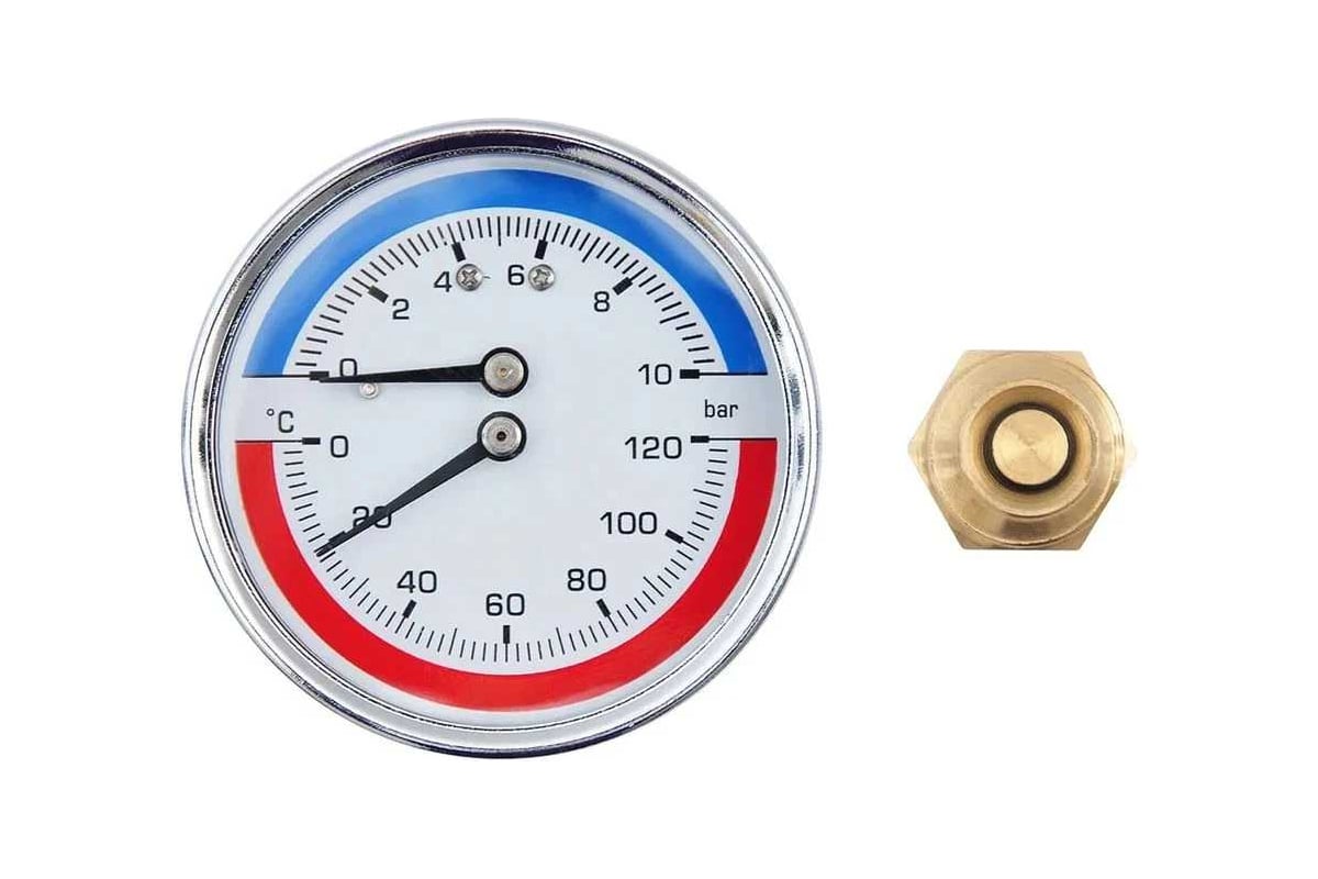 Термоманометр аксиальный SMT 1/2", 10 бар, 120 C D63Н04-10/120 ...