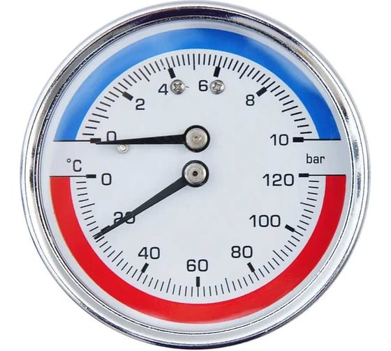 Термоманометр аксиальный SMT 1/2", 10 бар, 120 C D63Н04-10/120