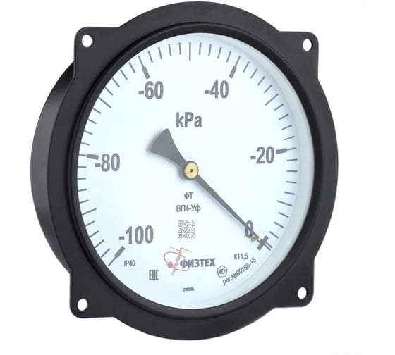 Вакуумметр ПО Физтех, АО ВП4-Уф -100…0 кПа кт.1.5, d.160, IP40, M20_1.5 ОШ ФлП 4687205621498