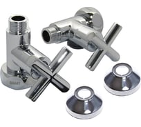 Прямой кран-вентиль SMT ручка крест, хром, 1х1/2 г/ш, 2 шт 8731SCH0410/2C