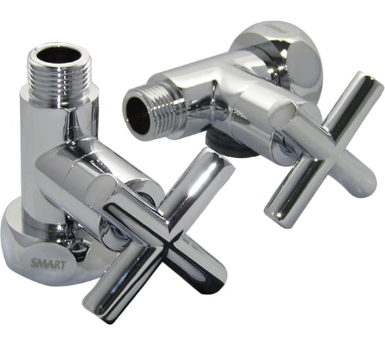 Прямой кран-вентиль SMT ручка крест, хром, 1х3/4 г/ш, 2 шт 8731SCH0510/2C