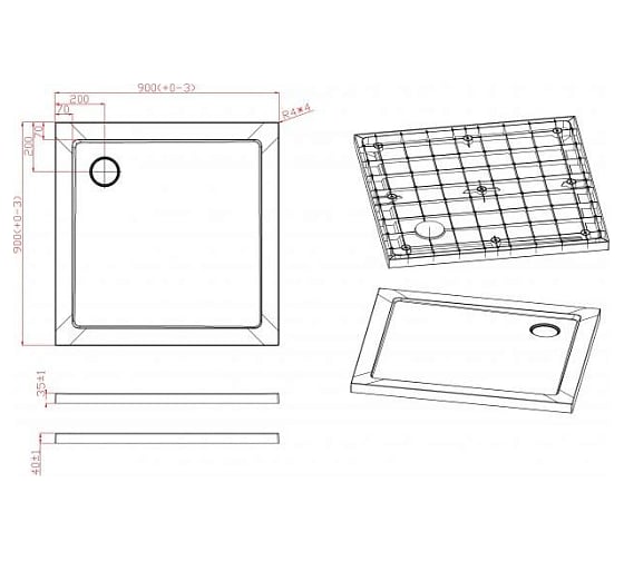 Каркас Cezares ножки для SMC поддона TRAY-M-A-90-ML
