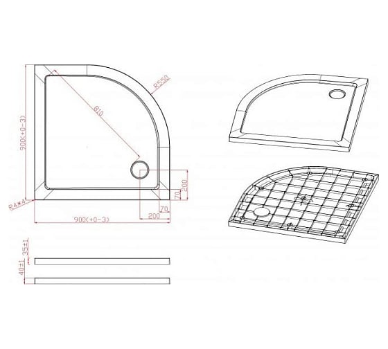Каркас Cezares ножки для SMC поддона TRAY-M-R-90-ML