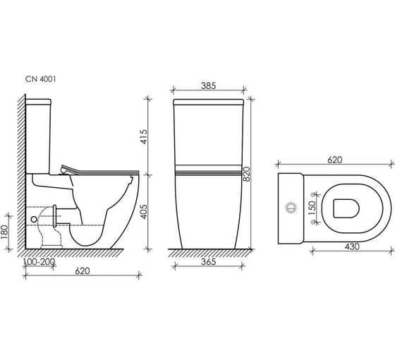 Бачок для унитаза Ceramicanova METROPOL Rimless, двойной смыв 3/6 арматура R&T CN4001-T