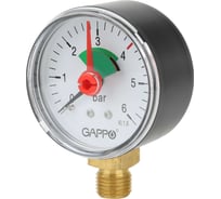 Манометр аксиальный с указателем предела Gappo 1/4" x 6 бар (уп. из 10 шт.) G1471.6