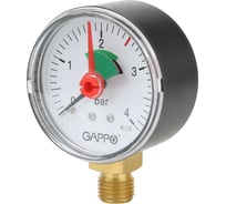 Манометр радиальный с указателем предела Gappo 1/4" x 4 бара (уп. из 10 шт.) G1470.4