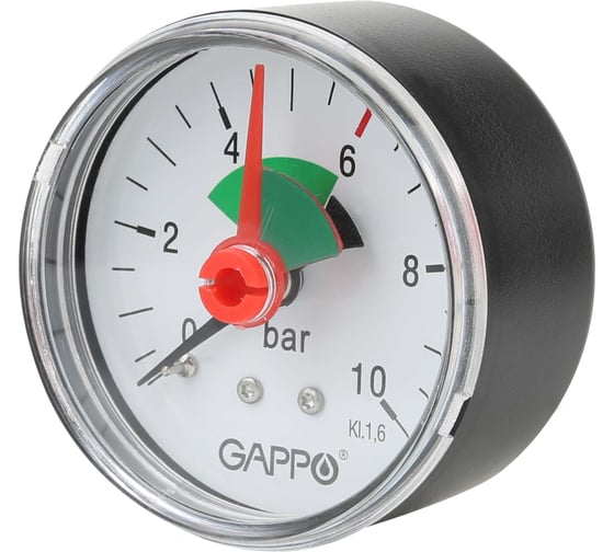 Манометр аксиальный с указателем предела Gappo 1/4" x 10 бар G1471.10 1