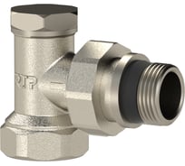 Клапан для радиатора регулировочный угловой RTP с прокладкой, латунь, внутренняя/наружная резьба 1/2", еврослот, никель, 43531