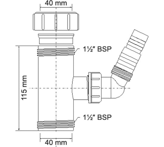 Носик для сифона McAlpine Ду=40мм х1 1/2 нар. 40EWM