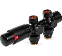 Узел нижнего подключения универсальный с термоголовкой ARBIOLA SMART DUO 1/2", M30x1.5, черный 304482