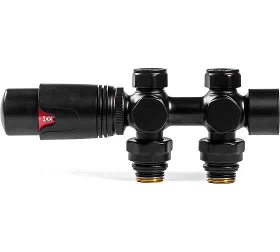 Узел нижнего подключения универсальный с термоголовкой ARBIOLA SMART DUO 1/2", M30x1.5, черный 304482