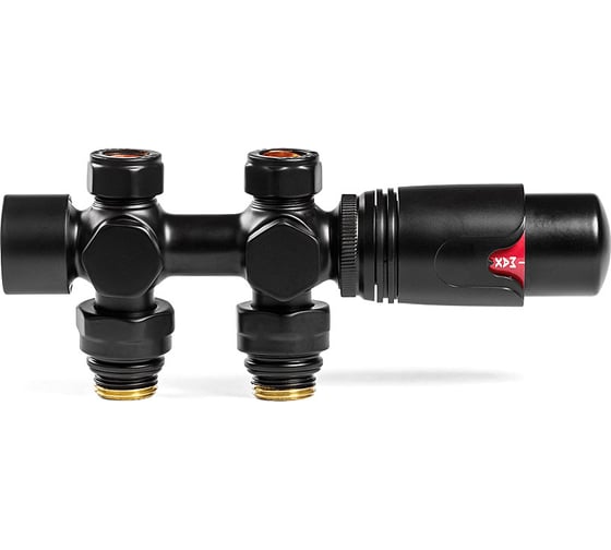 Узел нижнего подключения универсальный с термоголовкой ARBIOLA SMART DUO 1/2", M30x1.5, черный 304482