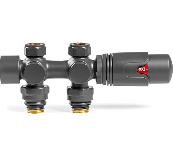 Узел нижнего подключения универсальный с термоголовкой ARBIOLA SMART DUO 1/2", M30x1.5, антрацит 304483