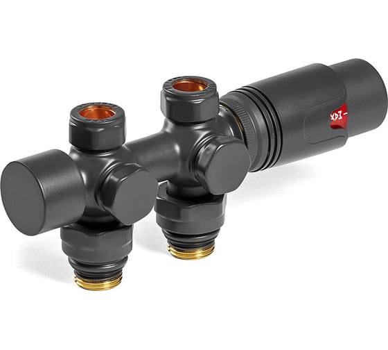Узел нижнего подключения универсальный с термоголовкой ARBIOLA SMART DUO 1/2", M30x1.5, антрацит 304483