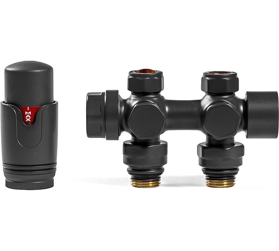 Узел нижнего подключения универсальный с термоголовкой ARBIOLA SMART DUO 1/2", M30x1.5, антрацит 304483