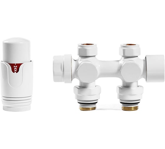Узел нижнего подключения универсальный с термоголовкой ARBIOLA SMART DUO 1/2 M30x1,5 (белый) 304476