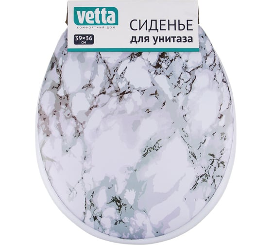 Сиденье для унитаза VETTA ПВХ, поролон, 39x36 см, мрамор серый 027-007