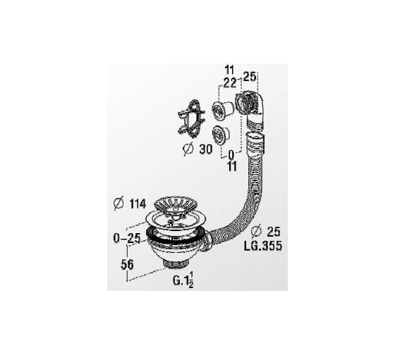 Выпуск для мойки Nicoll D90, 1 1/2, с переливом 514-0204123