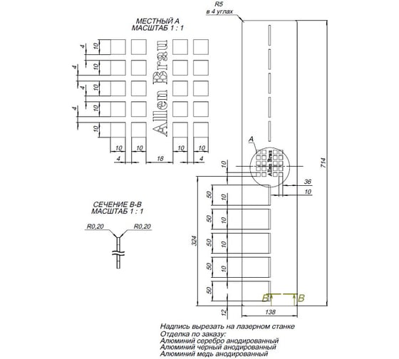 Накладка сифона ALLEN BRAU Infinity для поддона 140x90, цвет нержавеющая сталь 8.210N6-SS 00325529