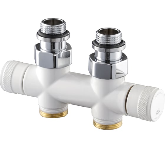 Прямой узел SR Rubinetterie Tondera 50 мм, запорный 1/2"х3/4" Е, белый 0692-1500VCEA