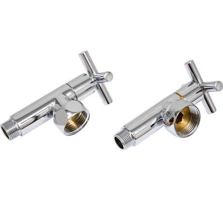 Угловой кран-вентиль SMT ручка крест, хром, 1х1/2 г/ш, с отражателем, 2 шт 8741SCH0410/2C