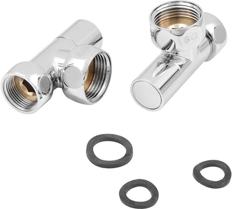 Угловой кран-вентиль SG, ручка колпак, хром, 1х3/4 г/г, 2 шт 8511SCH1005/2