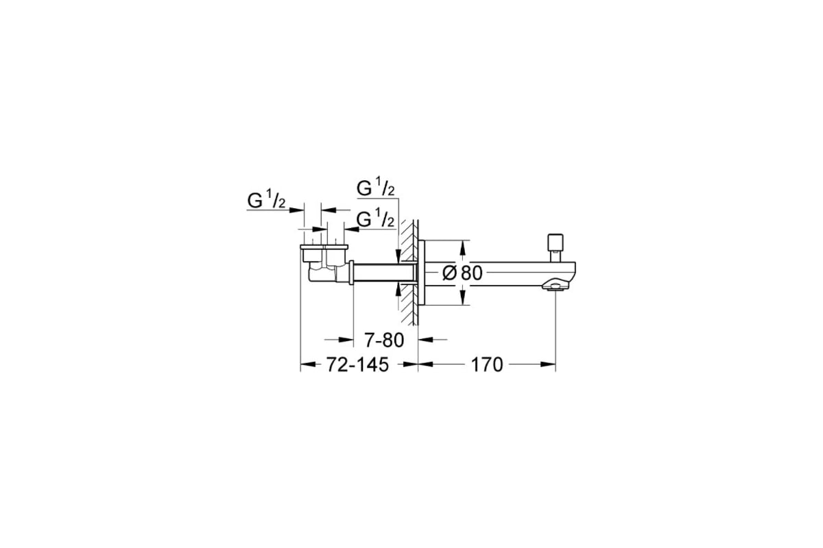 Излив для ванны с переключателем ванна/душ GROHE Eurosmart Cosmopolitan ...
