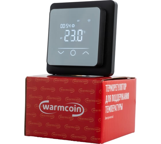 Терморегулятор программируемый с WiFi Warmcoin W600i черный зеркальный W600_WIFI_черный_зерк