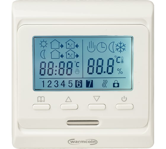 Терморегулятор программируемый c Wi-Fi Warmcoin W51 белый W51_БЕЛЫЙ_WiFi