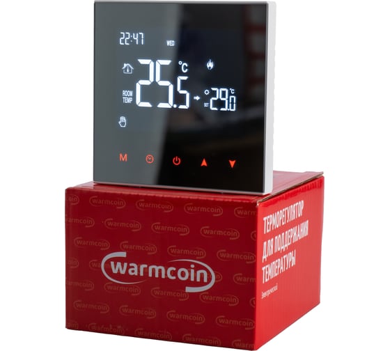 Терморегулятор программируемый c Wi-Fi Warmcoin W200 Mirror белый W200_WIFI_белый_зерк