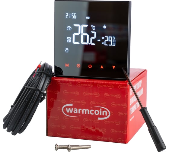Терморегулятор программируемый Warmcoin W200 Mirror черный W200_черн_зерк