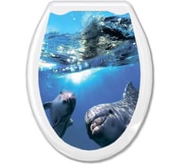 Жесткое сиденье для унитаза Океан Дельфины белое 104-406-04