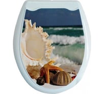 Жесткое сиденье для унитаза Океан Берег белое 104-406-03