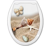 Жесткое сиденье для унитаза Океан Ракушка бабочка белое 104-406-18