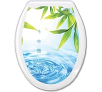 Жесткое сиденье для унитаза Океан Капли и бамбук белое 104-406-08