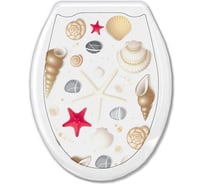 Жесткое сиденье для унитаза Океан Ракушка на белом 104-406-17