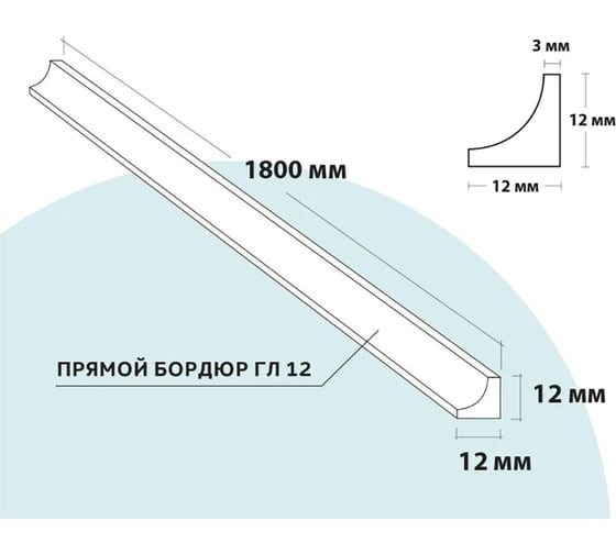 Акриловый бордюр для ванны Волшебная палочка GL12 1800х12х12 мм УТ000065227 1