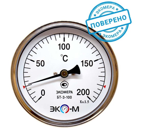 Термометр коррозионностойкий ЭКО-М ЭКОМЕРА БТ-3-100, -30-70С, L=100 БТ-3-100-30...70С-L100