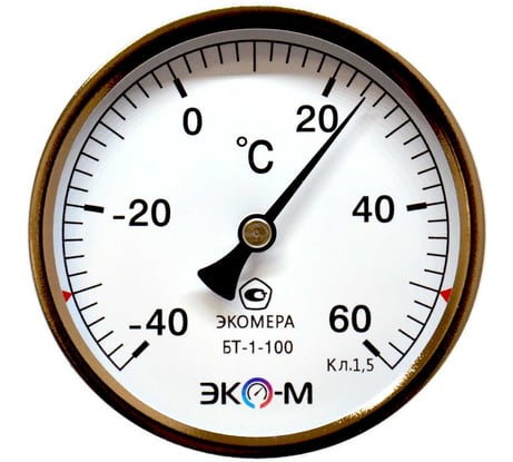 Термометр биметаллический ЭКО-М ЭКОМЕРА БТ-1-100, -40-60С, L=100 БТ-1-100-40...60С-L100