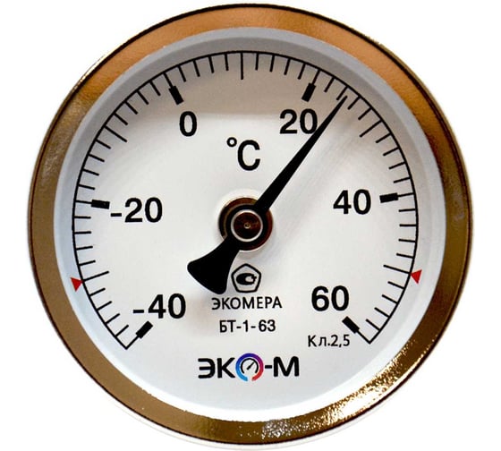 Термометр биметаллический ЭКО-М ЭКОМЕРА БТ-1-63, -40-60С, L=40 БТ-1-63-40...60С-L40 1